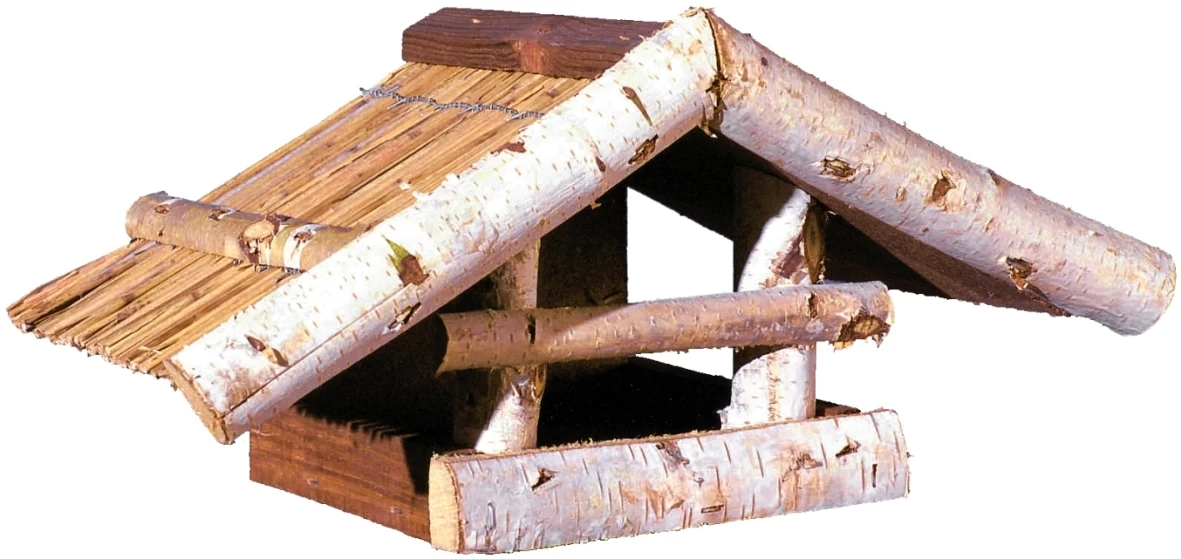 Futterhaus Aus Birkenholz Mit Schilfdach 3 Futterhaus Aus Birkenholz Mit Schilfdach